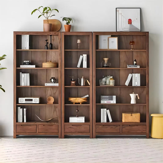 Modern Cabinet Black Walnut Solid Wood Bookcase Book Bookshelf (set of 3)